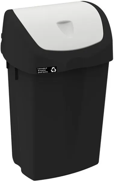 NRW Abfalleimer mit weißem Schwenkdeckel, nachhaltig, 25 L