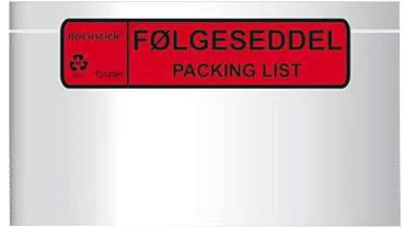 Docustick Standard selbstklebende Lieferscheintasche mit Aufdruck C65 225 mm x 122 mm